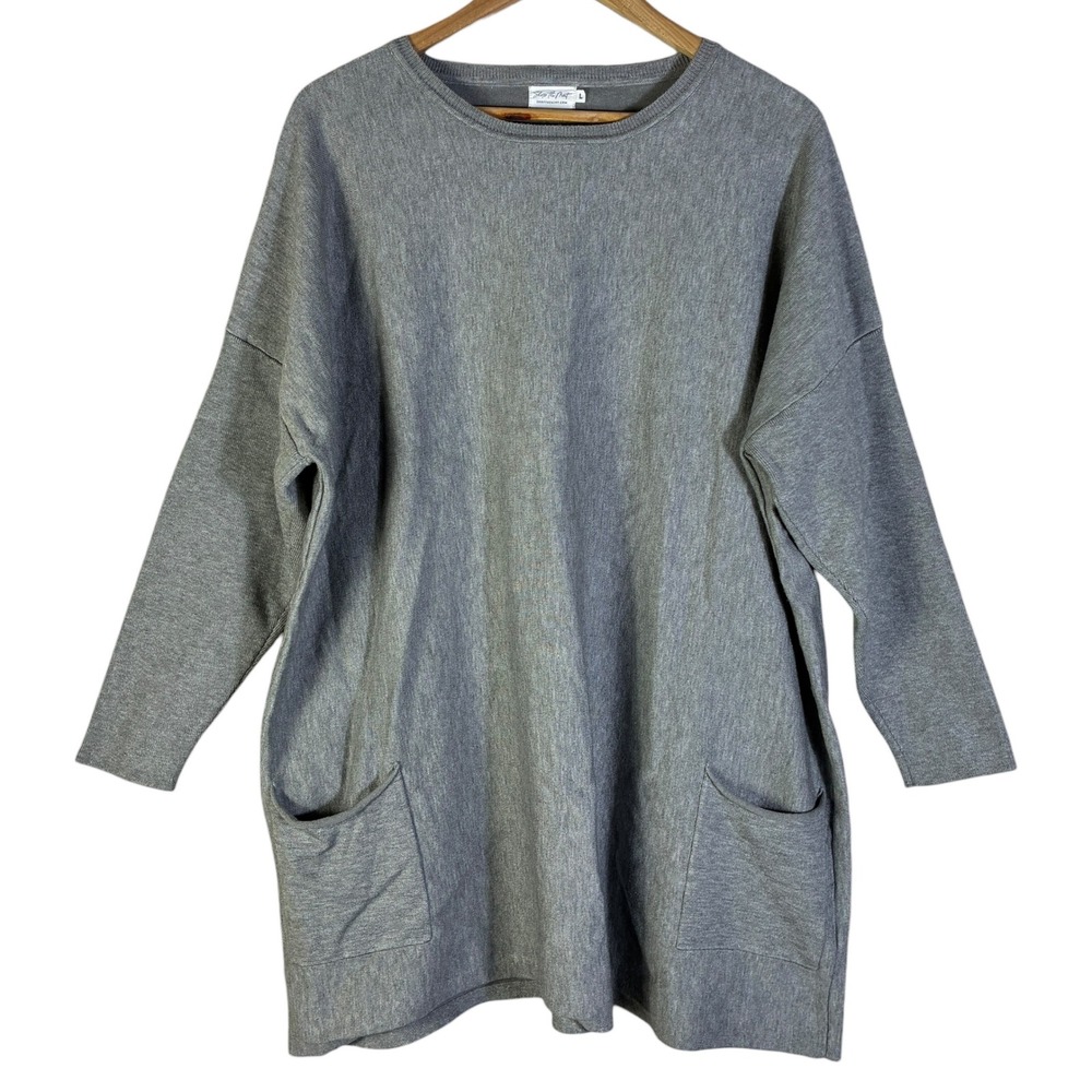 The Mint Grey Long Sleeve Crewneck Pullover Sweatshirt Dress Size L